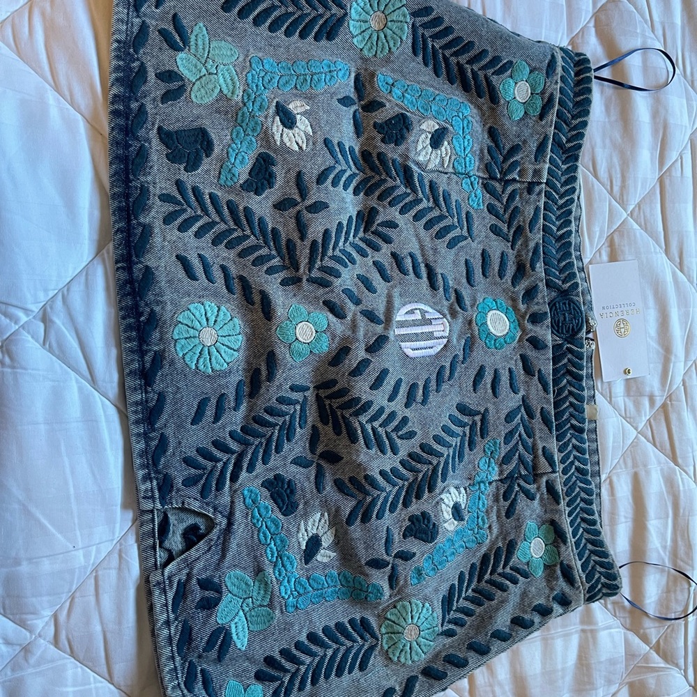 Herencia GTO blue denim skirt 2x w tags